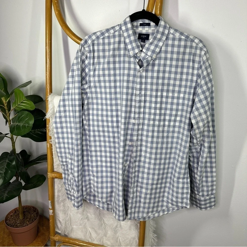 Mens J.Crew Grey and White Check sz M